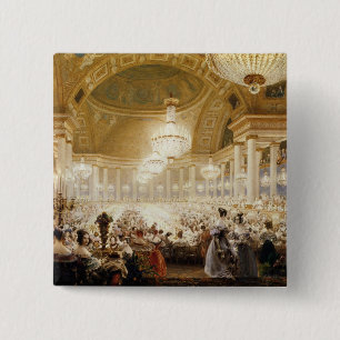 Bóton Quadrado 5.08cm Mulheres que jantam no Tuileries em 1835
