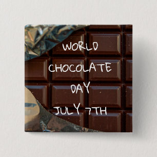 Bóton Quadrado 5.08cm Mundo chocolate dia botão do 7 de julho