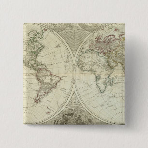 Bóton Quadrado 5.08cm Mundo Composto ou globo terrestre