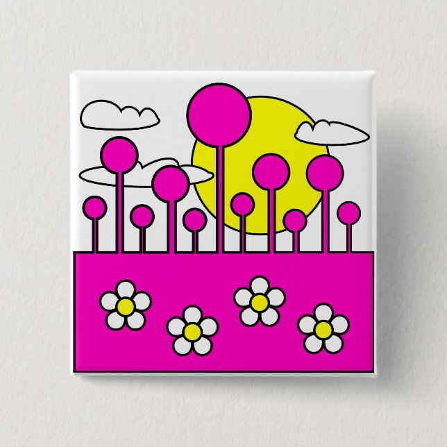 Bóton Quadrado 5.08cm Mundo Rosa (Frente)