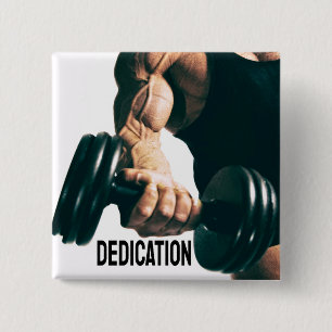 Bóton Quadrado 5.08cm Músculos de Workout Motivacional de Dedicação