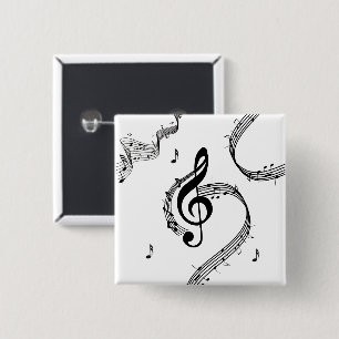 Bóton Quadrado 5.08cm Música Clímax Clave de Sol