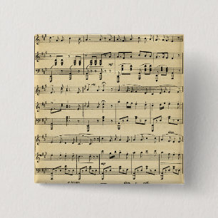 Bóton Quadrado 5.08cm Música de Folha Antiga