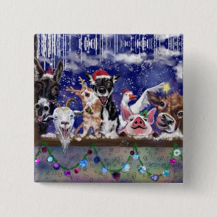 Bóton Quadrado 5.08cm Música de Natal - Festa Animal