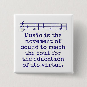 Bóton Quadrado 5.08cm Música É O Movimento Do Som - Citação Musical
