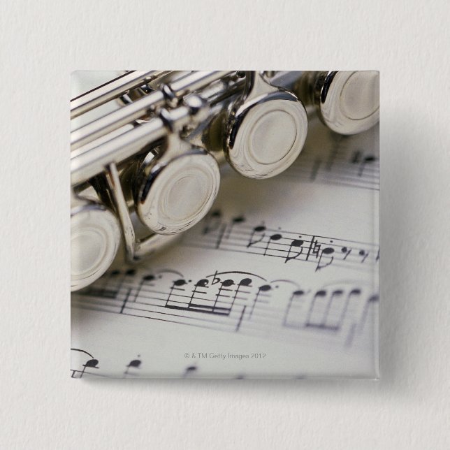 Bóton Quadrado 5.08cm Música Flute on Sheet (Frente)