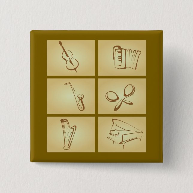 Bóton Quadrado 5.08cm Musical Instruments Sketch (Frente)