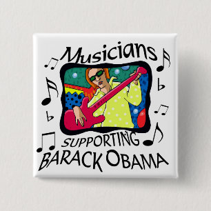 Bóton Quadrado 5.08cm Músicos que apoiam Barack Obama