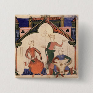 Bóton Quadrado 5.08cm Músicos que jogam castanets e um saltério