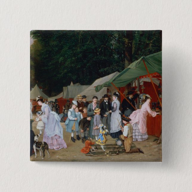 Bóton Quadrado 5.08cm Na feira, 1877 (Frente)
