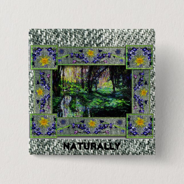 Bóton Quadrado 5.08cm Na floresta (Frente)