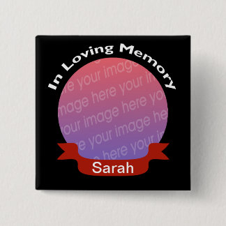 Bóton Quadrado 5.08cm Na memória do botão preto da foto com nome