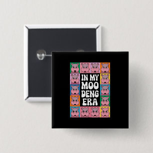 Bóton Quadrado 5.08cm Na Minha Moo Deng Era Moo Deng Hippo Lover