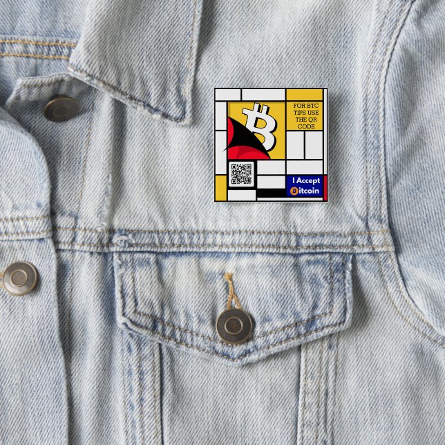 Bóton Quadrado 5.08cm Na moda Bitmoney - Criptografia Btc (In Situ)