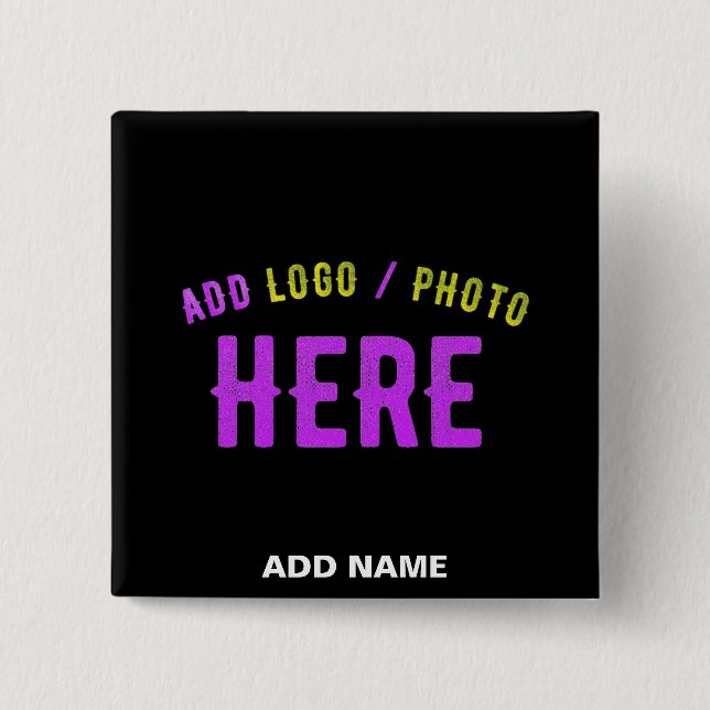 BÓTON QUADRADO 5.08CM NA MODA MODERNO PERSONALIZÁVEL NEGRO VERIFICADO CO (Frente)