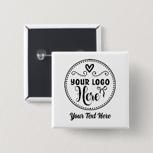Bóton Quadrado 5.08cm Na moda personalizado Logotipo moderno de Marca