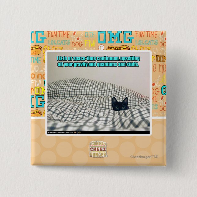 Bóton Quadrado 5.08cm Na série contínua do espaço tempo do ur (Frente)