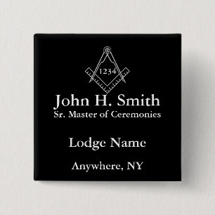 Bóton Quadrado 5.08cm Nametag maçónico