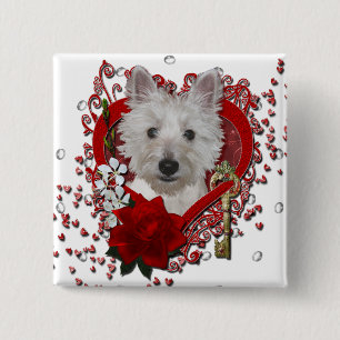 Bóton Quadrado 5.08cm Namorados - chave a meu coração - Westie - tanque