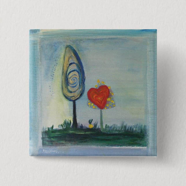 Bóton Quadrado 5.08cm Namorados, Crachá de amor (Frente)