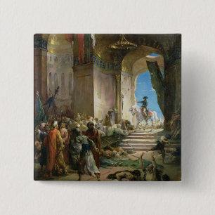Bóton Quadrado 5.08cm Napoleon Bonaparte na mesquita grande no Cairo