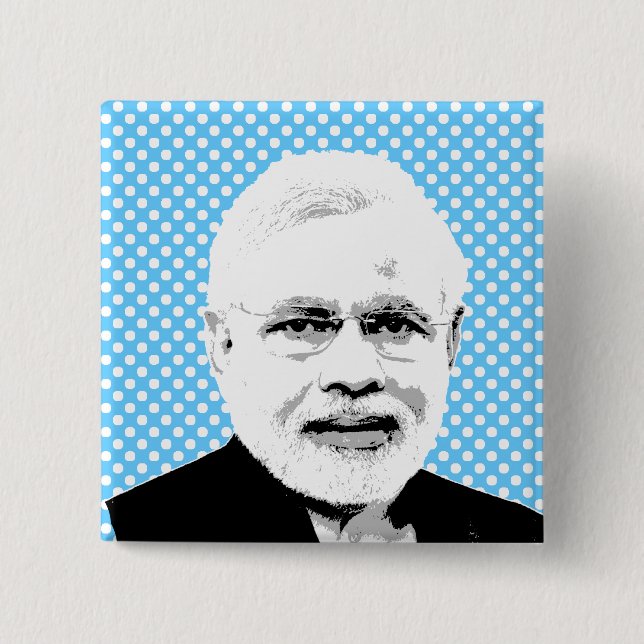 Bóton Quadrado 5.08cm Narendra Modi (Frente)