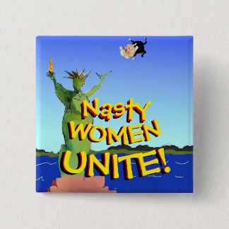 Bóton Quadrado 5.08cm Nasty Women Anti Trump Biden Harris Votação 2020