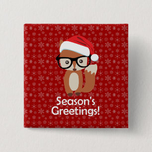 Bóton Quadrado 5.08cm Natal animal bonito dos vidros do Fox do feriado