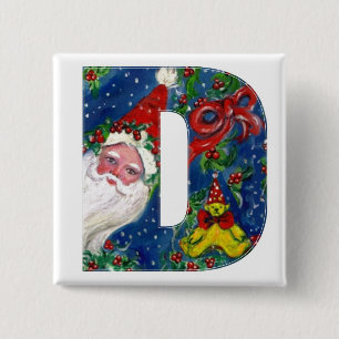 BÓTON QUADRADO 5.08CM NATAL D - LETRA / MONOGRAMA DE FITA    SANTADA