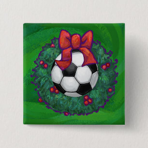 Bóton Quadrado 5.08cm Natal da Bola de Futebol