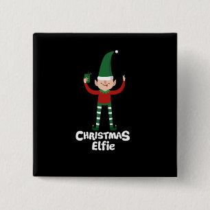 Bóton Quadrado 5.08cm Natal engraçado Elfie