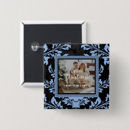 Bóton Quadrado 5.08cm Natal Feliz foto personalizada azul