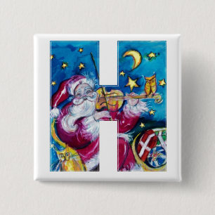 BÓTON QUADRADO 5.08CM NATAL H CARTA / PAPAIS NOEIS INSPIRADOS MONOGRAMA