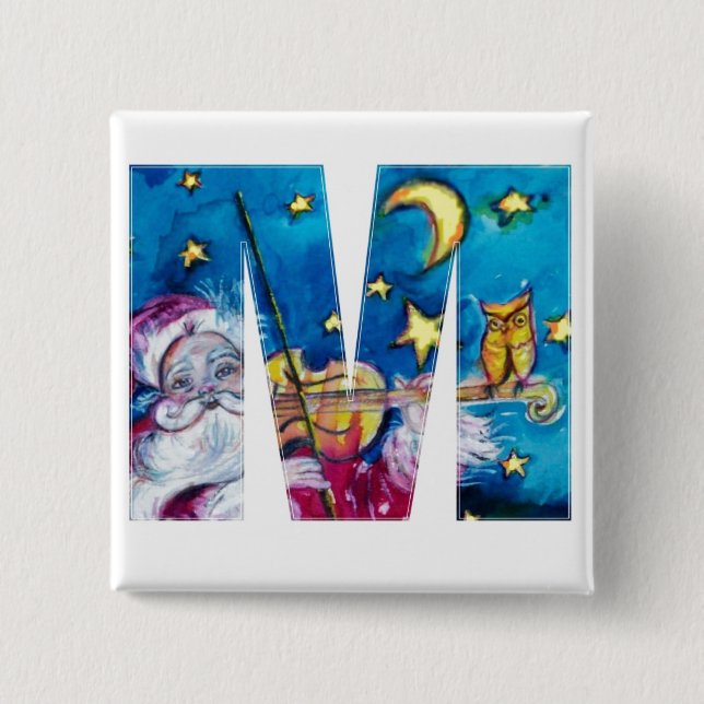 BÓTON QUADRADO 5.08CM NATAL M CARTA/PAPAIS NOEIS INSPIRADOS MONOGRAMA (Frente)