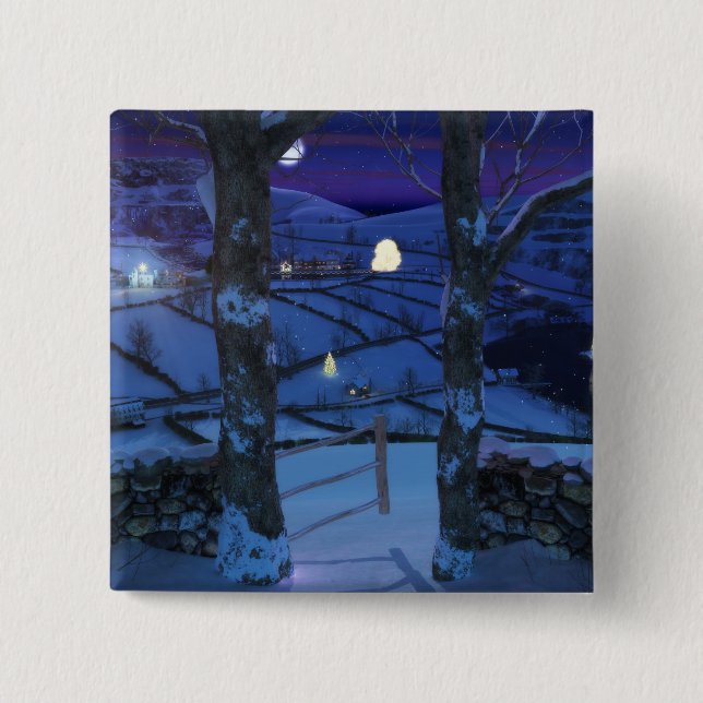 Bóton Quadrado 5.08cm Natal no Botão Glen (Frente)