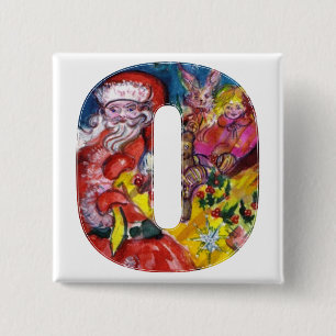 BÓTON QUADRADO 5.08CM NATAL O CARTA / PAPAIS NOEIS COM MONOGRAMA DE PRES