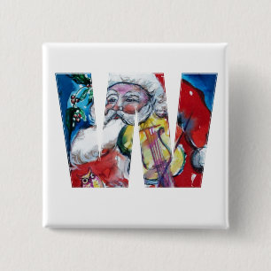 BÓTON QUADRADO 5.08CM NATAL W CARTA/PAPAIS NOEIS COM MONOGRAMA VIOLINA