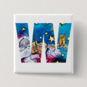 BÓTON QUADRADO 5.08CM NATAL W CARTA / PAPAIS NOEIS INSPIRADOS MONOGRAMA