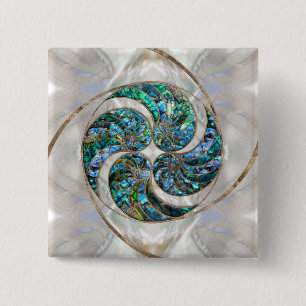 Bóton Quadrado 5.08cm Nautilus Shell - Abalone e Pérola