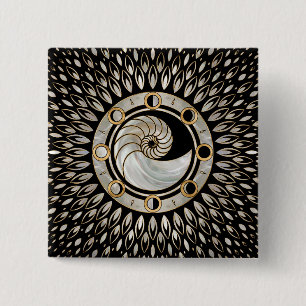 Bóton Quadrado 5.08cm Nautilus Shell - Fases da Lua