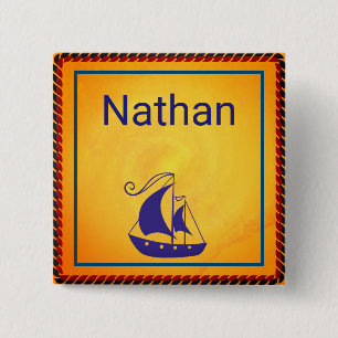 Bóton Quadrado 5.08cm Navio de Navegação Personalizado com Quadro de Cor