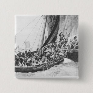 Bóton Quadrado 5.08cm Navios de Viking