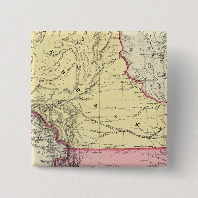 Bóton Quadrado 5.08cm Nebraska E Kanzas (Frente)