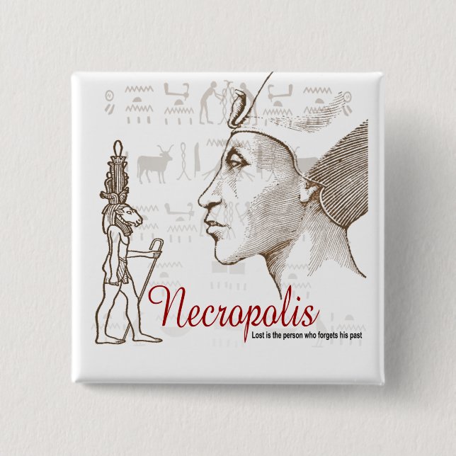 Bóton Quadrado 5.08cm Necrópolis Egípcia Do Botão Morto (Frente)