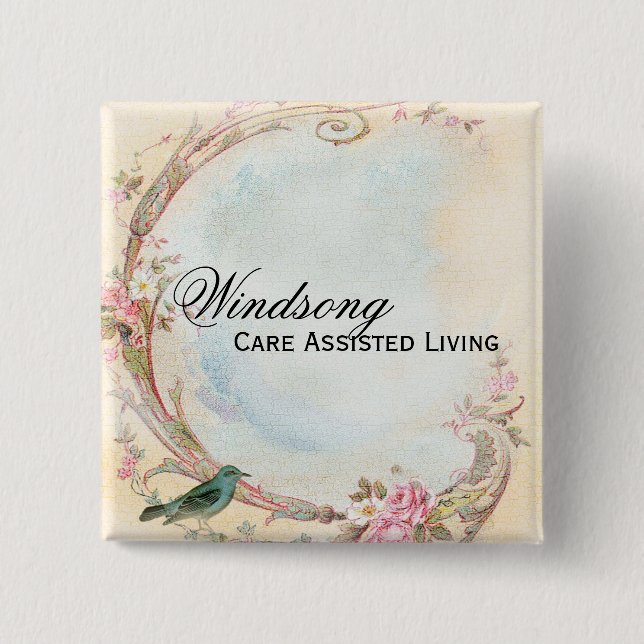 Bóton Quadrado 5.08cm Negócio do casamento do rosa e do pisco de peito (Frente)