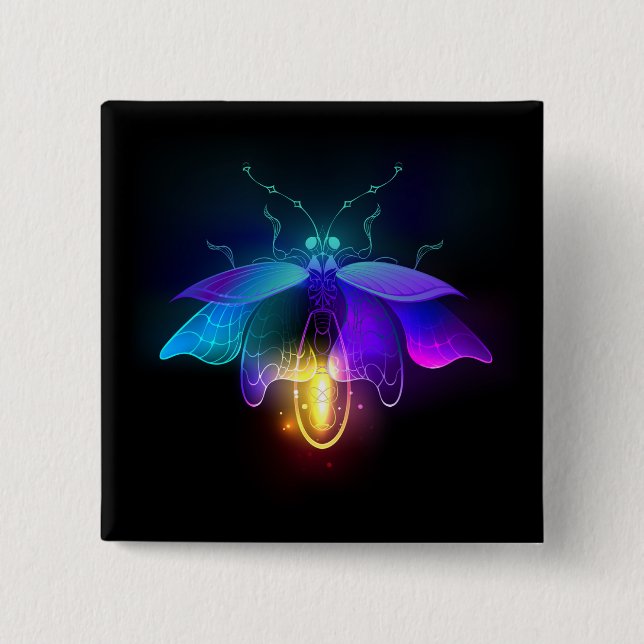 Bóton Quadrado 5.08cm Neon Firefly a preto (Frente)