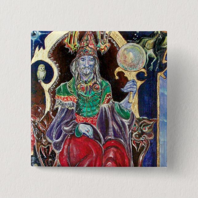 Bóton Quadrado 5.08cm NEUROMANCER, vermelho azul (Frente)