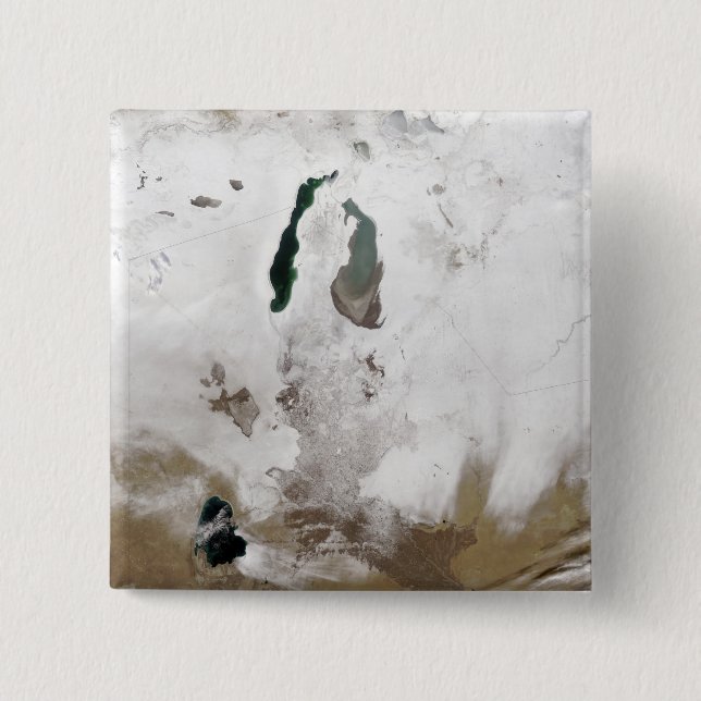 Bóton Quadrado 5.08cm Neve ao redor do Mar de Aral (Frente)