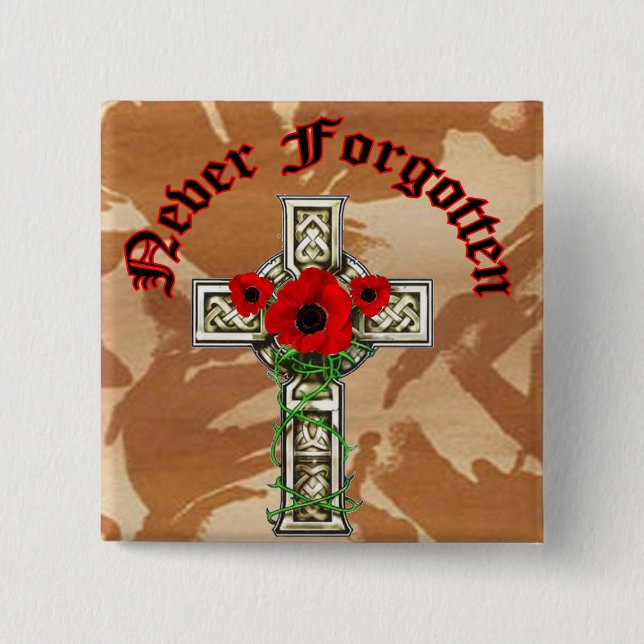 Bóton Quadrado 5.08cm Never Forgotten (Frente)