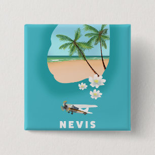 Bóton Quadrado 5.08cm Neves Caribe mapa Ilustrado da ilha.